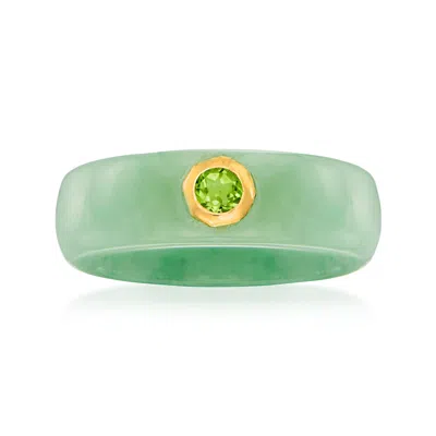Ross-simons Jade And . Peridot Ring With 14kt Yellow Gold
