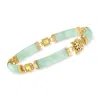 Ross-simons Jade "bless" Bracelet With Peridot In 18kt Gold Over Sterling In Multi