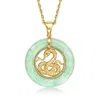 Ross-simons Jade Snake Pendant Necklace In 18kt Gold Over Sterling In Multi