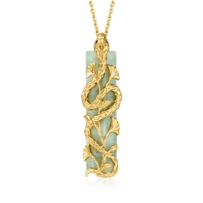 Ross-simons Jade Snake Pendant Necklace With Sapphire Accents In 18kt Gold Over Sterling In Multi