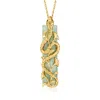Ross-simons Jade Snake Pendant Necklace With Sapphires In 18kt Gold Over Sterling In Green