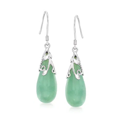 Ross-simons Jade Teardrop Earrings In Sterling Silver In Multi