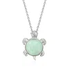 Ross-simons Jade Turtle Pendant Necklace With Diamonds In Sterling Silver In Multi