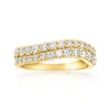 Ross-simons Lab-grown Diamond 2-row Wave Ring In 18kt Gold Over Sterling In Brown