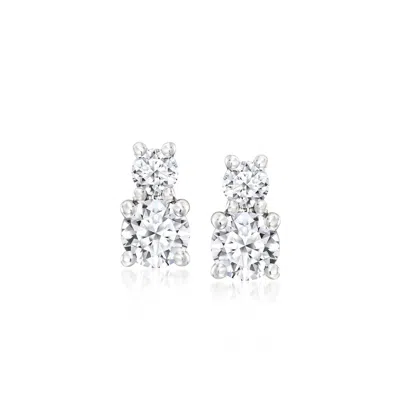 Ross-simons Lab-grown Diamond 2-stone Earrings In Sterling Silver In Metallic