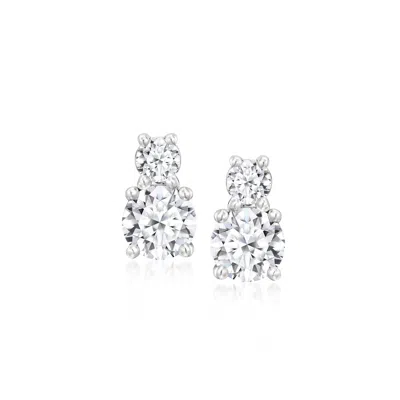 ROSS-SIMONS LAB-GROWN DIAMOND 2-STONE EARRINGS IN STERLING SILVER