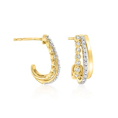 Ross-simons Lab-grown Diamond 3-row Curved Earrings In 18kt Gold Over Sterling