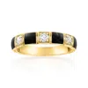Ross-simons Lab-grown Diamond And Black Enamel Pattern Ring In 18kt Gold Over Sterling In Gold