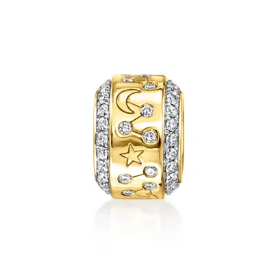 Ross-simons Lab-grown Diamond Celestial Bead Charm In 18kt Gold Over Sterling In Brown