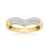 Ross-simons Lab-grown Diamond Chevron Ring In 18kt Gold Over Sterling In White