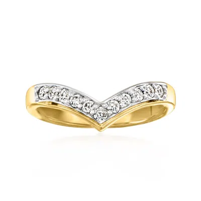 Ross-simons Lab-grown Diamond Chevron Ring In 18kt Gold Over Sterling