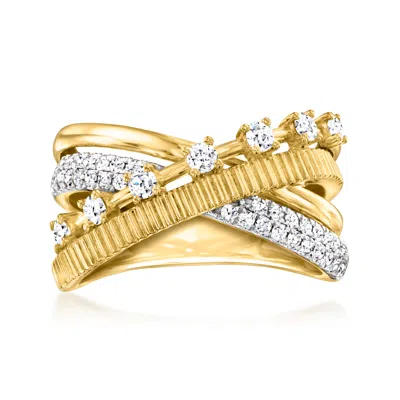Ross-simons Lab-grown Diamond Crisscross Ring In 18kt Gold Over Sterling In White