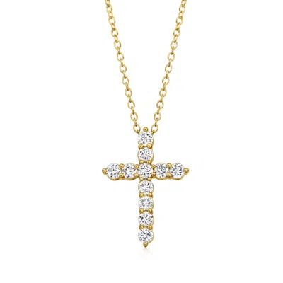 Ross-simons Lab-grown Diamond Cross Pendant Necklace In 18kt Gold Over Sterling In Silver