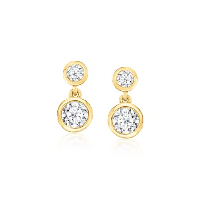 Ross-simons Lab-grown Diamond Double-drop Earrings In 18kt Gold Over Sterling