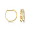 Ross-simons Lab-grown Diamond Double-hoop Earrings In 18kt Gold Over Sterling In Multi