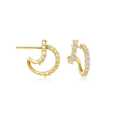 Ross-simons Lab-grown Diamond Double-hoop Earrings In 18kt Gold Over Sterling