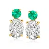 Ross-simons Lab-grown Diamond Drop Earrings With . Emeralds In 14kt Yellow Gold In Green