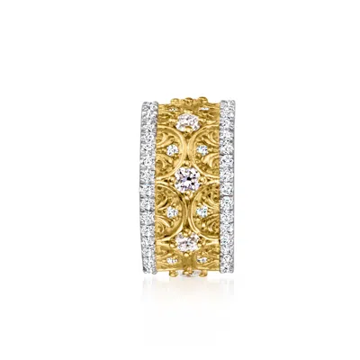 Ross-simons Lab-grown Diamond Filigree Bead Charm In 18kt Gold Over Sterling
