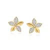 Ross-simons Lab-grown Diamond Flower Earrings In 18kt Gold Over Sterling In Multi