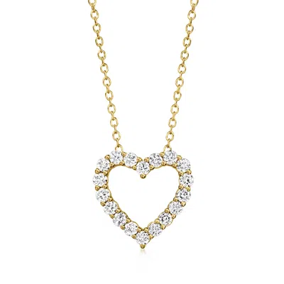 Ross-simons Lab-grown Diamond Heart Pendant Necklace In 18kt Gold Over Sterling In Silver