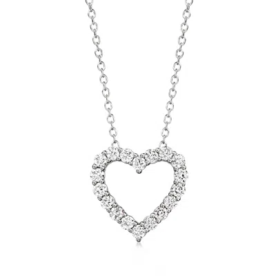 Ross-simons Lab-grown Diamond Heart Pendant Necklace In Sterling Silver In Multi