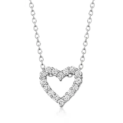 Ross-simons Lab-grown Diamond Heart Pendant Necklace In Sterling Silver In Multi