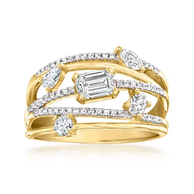 Ross-simons Lab-grown Diamond Highway Ring In 18kt Gold Over Sterling In White