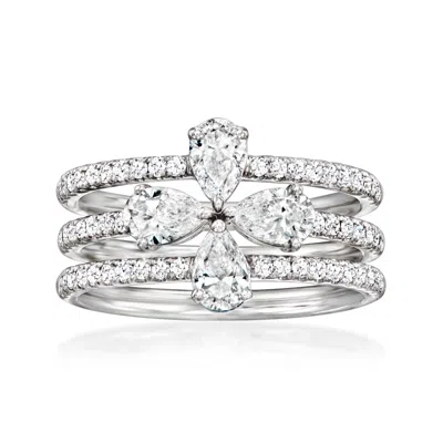 Ross-simons Lab-grown Diamond Jewelry Set: 3 Rings In 14kt White Gold In Metallic