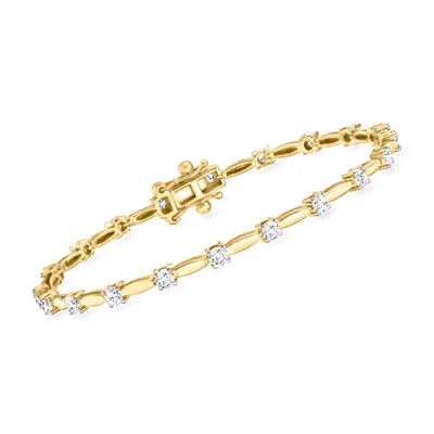 Ross-simons Lab-grown Diamond Link Station Bracelet In 18kt Gold Over Sterling In Multi