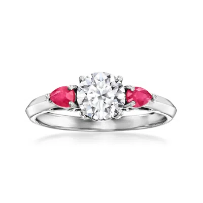 Ross-simons Lab-grown Diamond Ring With . Rubies In 14kt White Gold In Pink