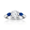 Ross-simons Lab-grown Diamond Ring With . Sapphires In 14kt White Gold In White