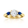 Ross-simons Lab-grown Diamond Ring With . Sapphires In 14kt Yellow Gold In Blue