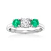 Ross-simons Lab-grown Diamond Ring With . Emeralds In 14kt White Gold In White