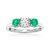 ROSS-SIMONS LAB-GROWN DIAMOND RING WITH . EMERALDS IN 14KT WHITE GOLD