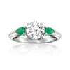 Ross-simons Lab-grown Diamond Ring With . Emeralds In 14kt White Gold In Green