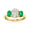 Ross-simons Lab-grown Diamond Ring With . Emeralds In 14kt Yellow Gold In White