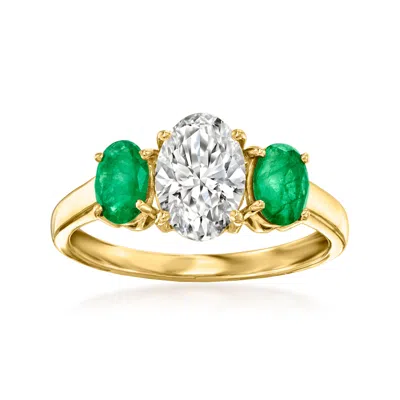 Ross-simons Lab-grown Diamond Ring With . Emeralds In 14kt Yellow Gold In White