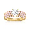 Ross-simons Lab-grown Diamond Ring With Pink Sapphires In 14kt Yellow Gold In Pink