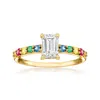 Ross-simons Lab-grown Diamond Ring With . Rubies, Emeralds And Multicolored Sapphires In 14kt Yellow Gold