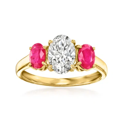 Ross-simons Lab-grown Diamond Ring With Rubies In 14kt Yellow Gold In Purple