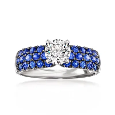 Ross-simons Lab-grown Diamond Ring With . Sapphires In 14kt White Gold