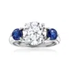 Ross-simons Lab-grown Diamond Ring With Sapphires In 14kt White Gold In White