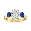 Ross-simons Lab-grown Diamond Ring With Sapphires In 14kt Yellow Gold In Blue