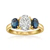 ROSS-SIMONS LAB-GROWN DIAMOND RING WITH . SAPPHIRES IN 14KT YELLOW GOLD