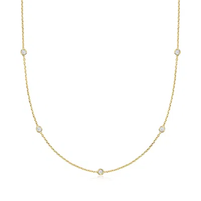 Ross-simons Lab-grown Diamond Station Necklace In 18kt Gold Over Sterling
