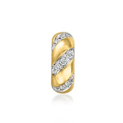 Ross-simons Lab-grown Diamond Striped Rolling Charm In 18kt Gold Over Sterling