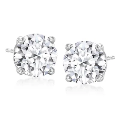 Ross-simons Lab-grown Diamond Stud Earrings In 14kt White Gold In Silver