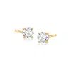 Ross-simons Lab-grown Diamond Stud Earrings In 18kt Gold Over Sterling In Silver