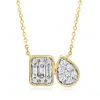 Ross-simons Lab-grown Diamond Toi Et Moi Necklace In 14kt Yellow Gold In Silver