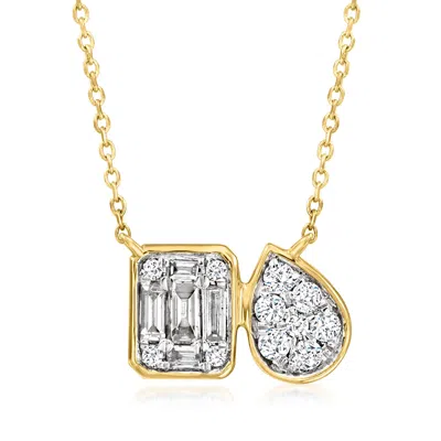 Ross-simons Lab-grown Diamond Toi Et Moi Necklace In 14kt Yellow Gold In Silver